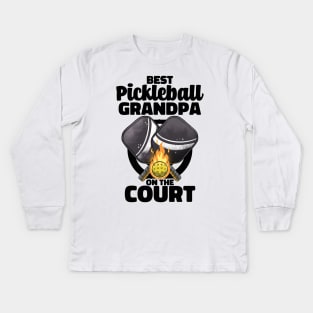 Best Pickleball Grandpa Paddle Pickleballer Lucky Pickleball Kids Long Sleeve T-Shirt